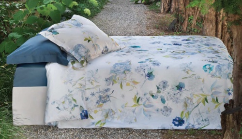 Постельное белье Mirabello FRESH BOUQUET U20 Blu белое с голубым