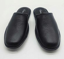 Тапочки мужские Homers BUFALINO NEGRO черные глянцевые 12045