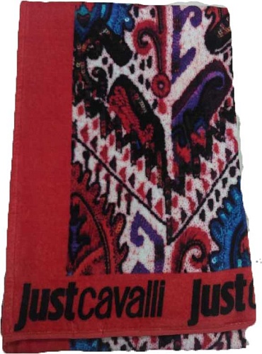 Полотенце пляжное Just Cavalli красное с черным, 100х180