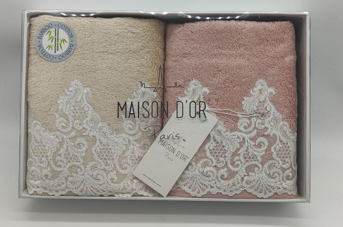 Набор полотенец Maison D`or JASMIN SMALL beij/rose 2*50x100 бежевый/розовый Артикул: 21771 DolceNoce