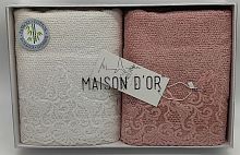 Набор полотенец Maison D`or NEW TRENDY SMALL ecru/rose 2*50x100 молочный/розовый
