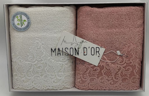 Набор полотенец Maison D`or NEW TRENDY SMALL ecru/rose 2*50x100 молочный/розовый Артикул: 21774 DolceNoce