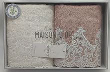Набор полотенец Maison D`or JASMIN SMALL ecru/rose 2*50x100 молочный/розовый