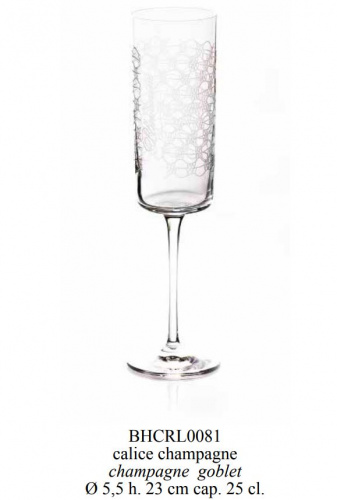 Бокал для шампанского Blumarine ROSE LACE Champagne Goblet 250мл (набор 6 штук) Артикул: BHCRL0081 DolceNoce